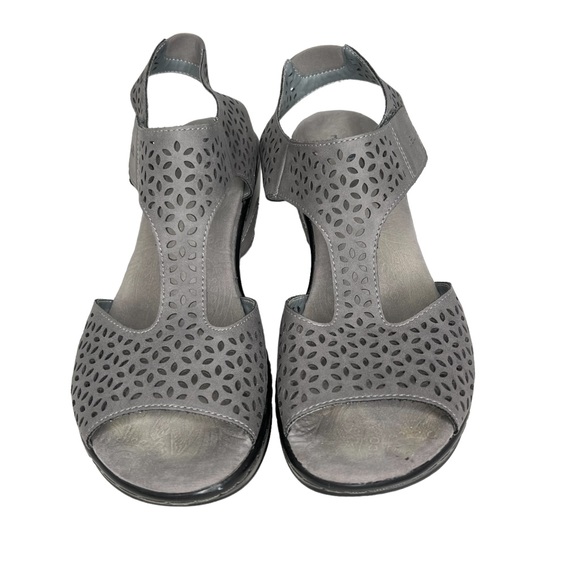JBU by Jambu Chloe Gray Vegan Leather Laser Cut Wedge Sandals With Memory Foam 9 - Picture 2 of 15